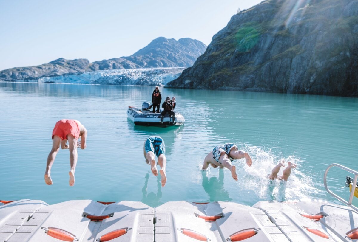 Polar plunge in Glacier Bay