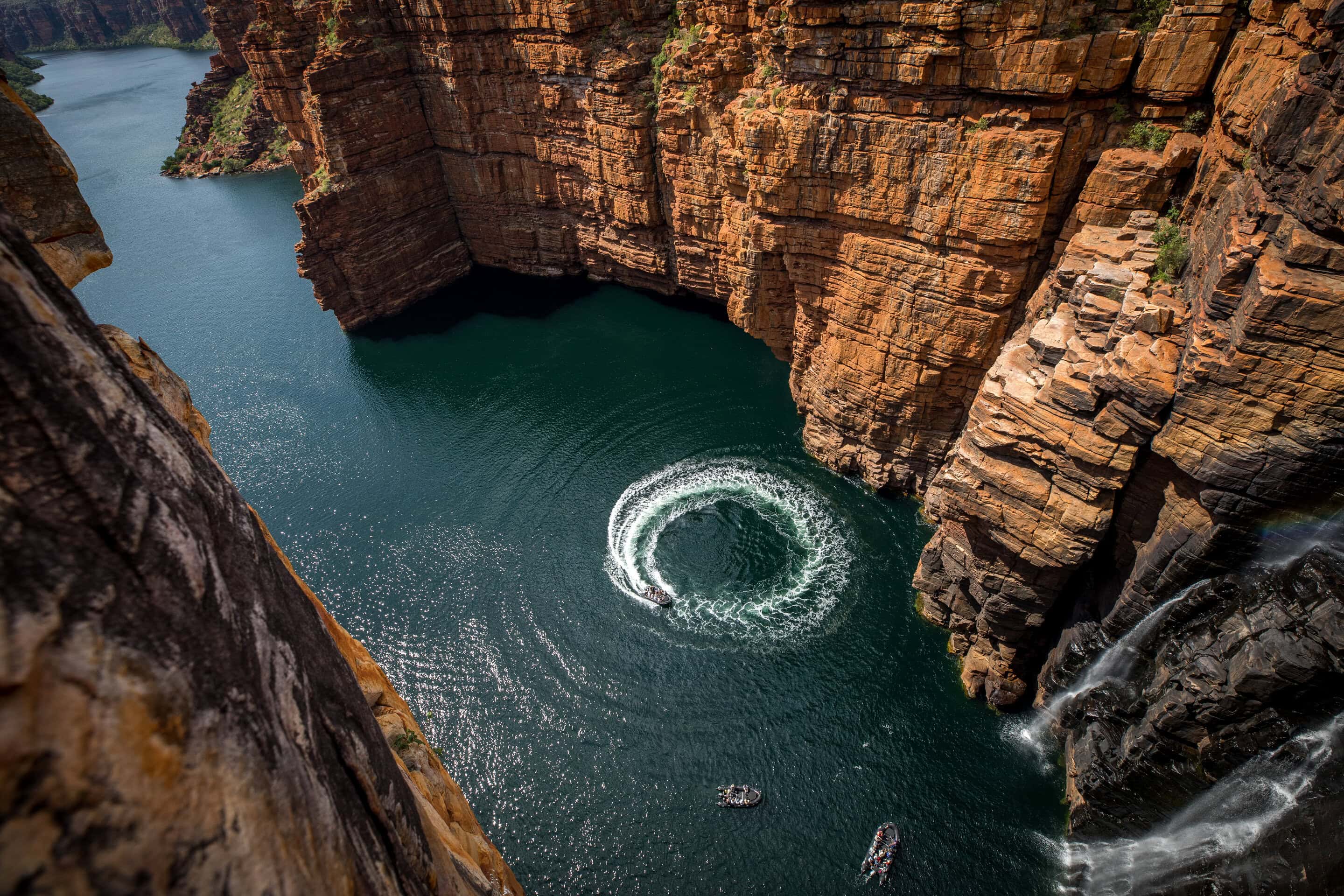 Zodiac at King george falls in Kimberley, Australia