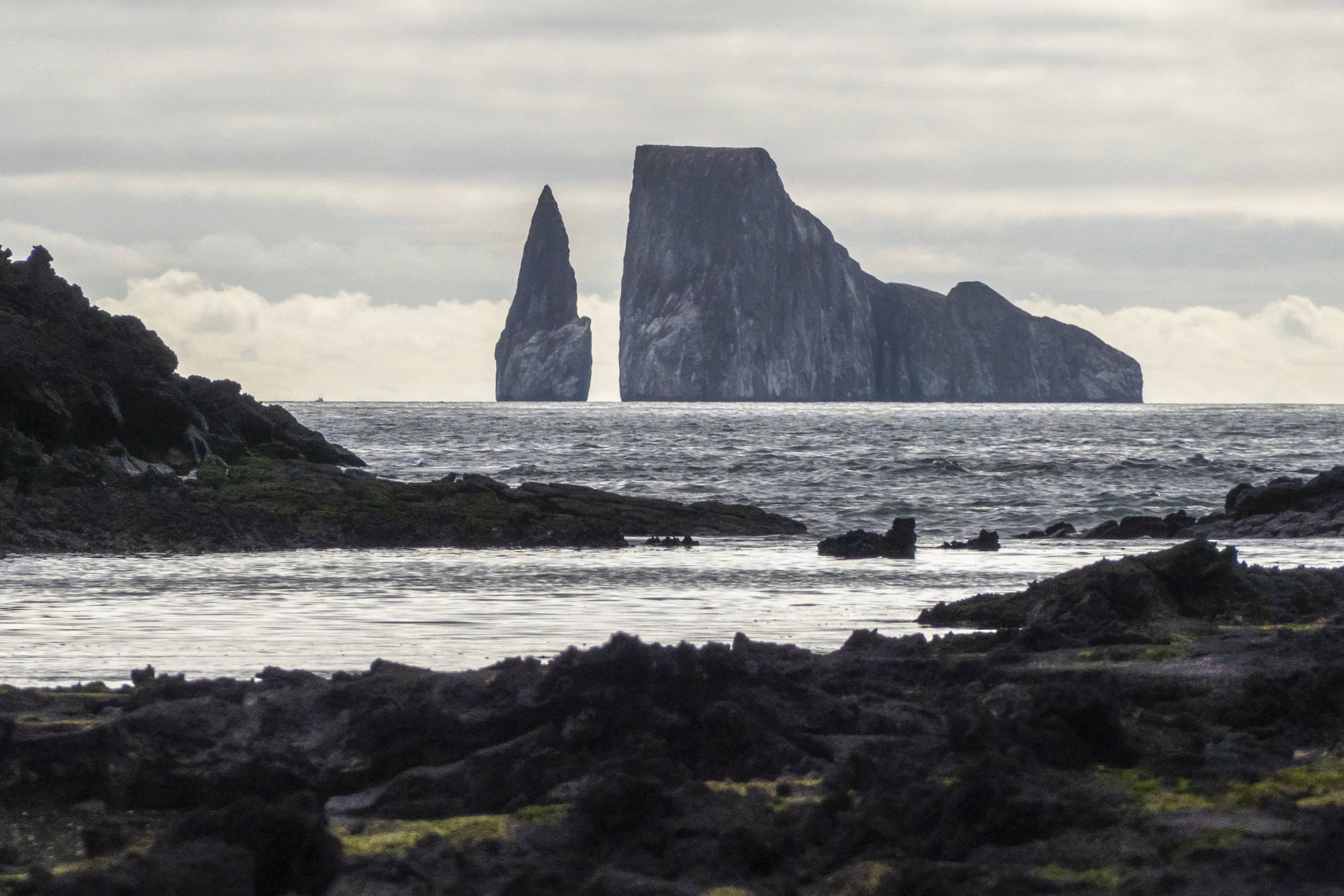 Kicker Rock (or Leon Dormido, "sleeping lion") is one of the most iconic feature of the Galápagos Islands.